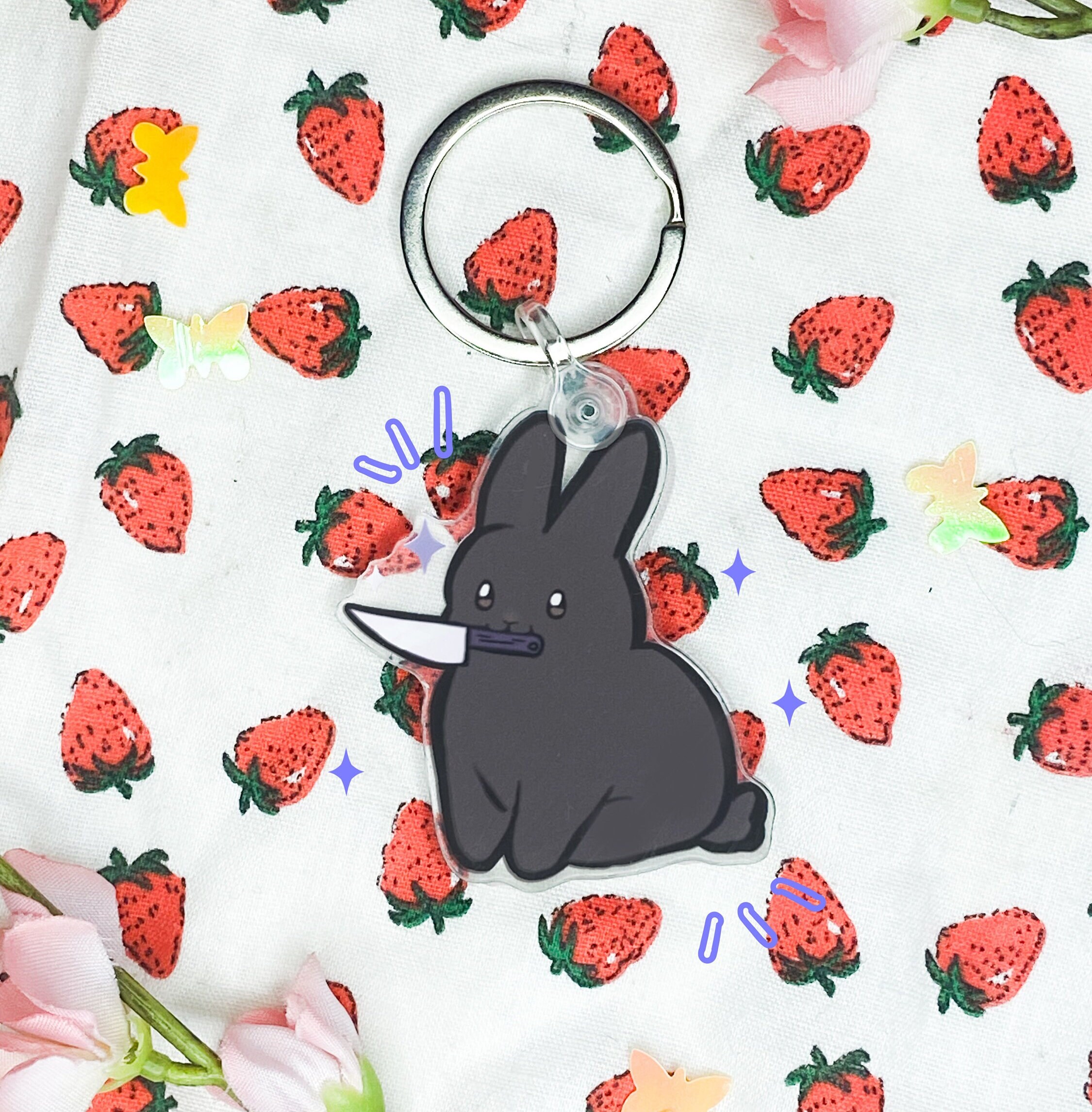 Void Bunny Acrylic Keychain| Black Bunny| Cute Keychains | Cute Rabbit ...