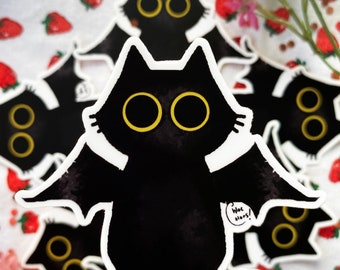 Bat Black Cat Sticker | Matte or Holographic Cat Sticker | Cute Cat Stickers | Cat Lover Gift | Chloe Colors