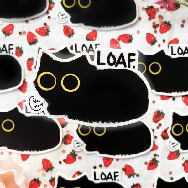 Matte Black Cat Loaf Sticker | Cute Black Cats | Cute Stickers | Laptop Sticker | Water Bottle Sticker | Cat Lover