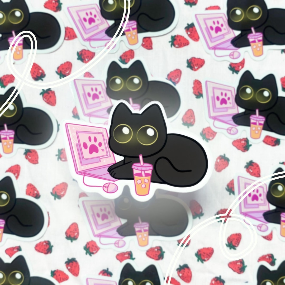 Laptop Cat Sticker | Graphic Designer Cat, Matte Vinyl - Etsy