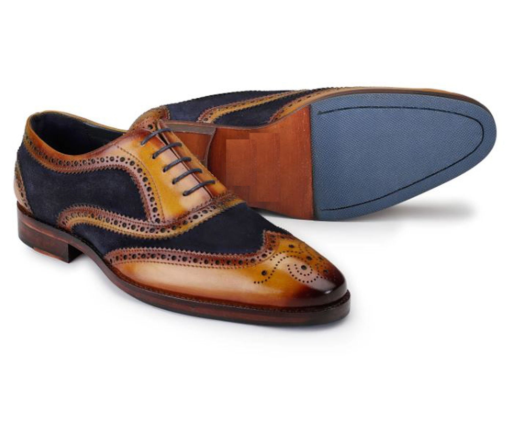 Blue Wingtip Shoes - Etsy