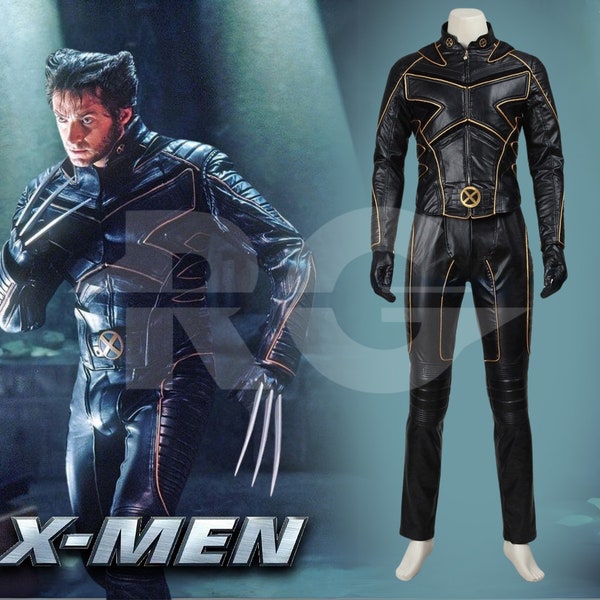 X-Men 2 Costume Wolverine Cosplay Hugh Jackman Movie X2 Costume Leather Jacket and Pant