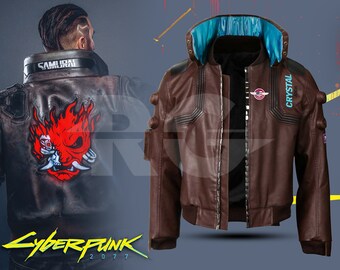 Cyberpunk 2077 Jacket Costume Cyberpunk Game V Cosplay Bomber Leather Jacket | Samurai Logo Jacket