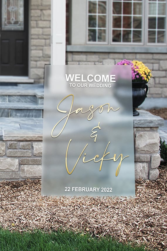 Frost Glass Sign Clear Glass Wedding Sign Etsy
