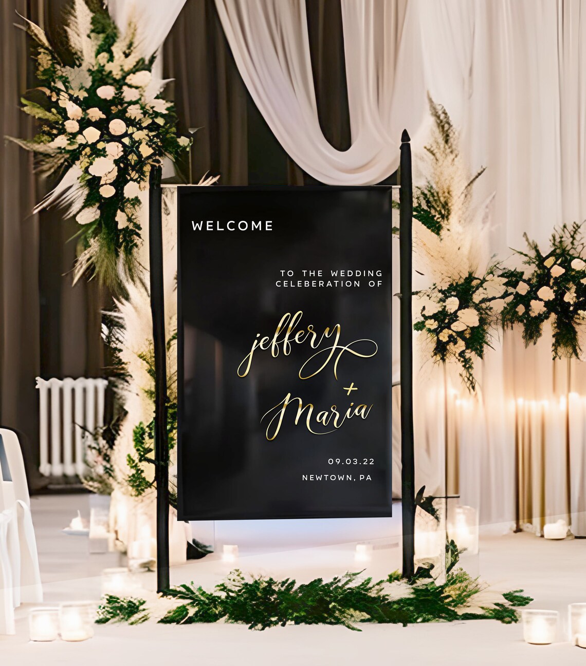 Black Acrylic Wedding Welcome Sign Black Acrylic Sign 3D image 3