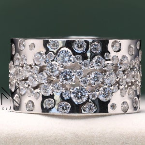 Diamanten trouwring met meerdere stenen, 1,2 kt in lab gemaakte diamant, verlovingsring damesbelofte, jubileumband, cadeaus voor haar, zilveren ring
