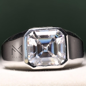 Moissanite Herrenring, 2,5 Ct Moissanit, Herrenhochzeitsring, 14K Gold überzogen, Herrenring, Hip-Hop-Ring für Herren, Geschenke für ihn, Vatertagsgeschenk