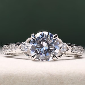 Moissanite Engagement Rings For Women, Round 1.55 Ct Moissanite, 14K Gold Plated, Wedding Promise Ring, Wedding Gift, Gifts For Mom, Ring