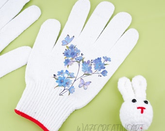 Purple Butterfly Gardening Gloves,Floral Gloves,Original Work Gloves,Acrylic Garden Gloves for Workers,Cotton Gloves,Women's Garden Gloves