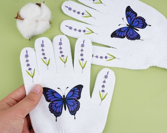 Butterfly Gardening Gloves,Original Work Gloves,Acrylic Garden Gloves for Workers,Floral Gloves,Gloves,Cotton Gloves,Women's Garden Gloves