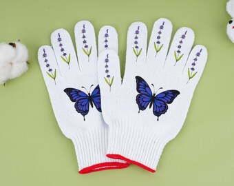 Guantes de jardinería mariposa,Guantes de trabajo originales,Guantes de jardín acrílico para trabajadores,Guantes florales,Guantes,Guantes de algodón,Guantes de jardín de mujer