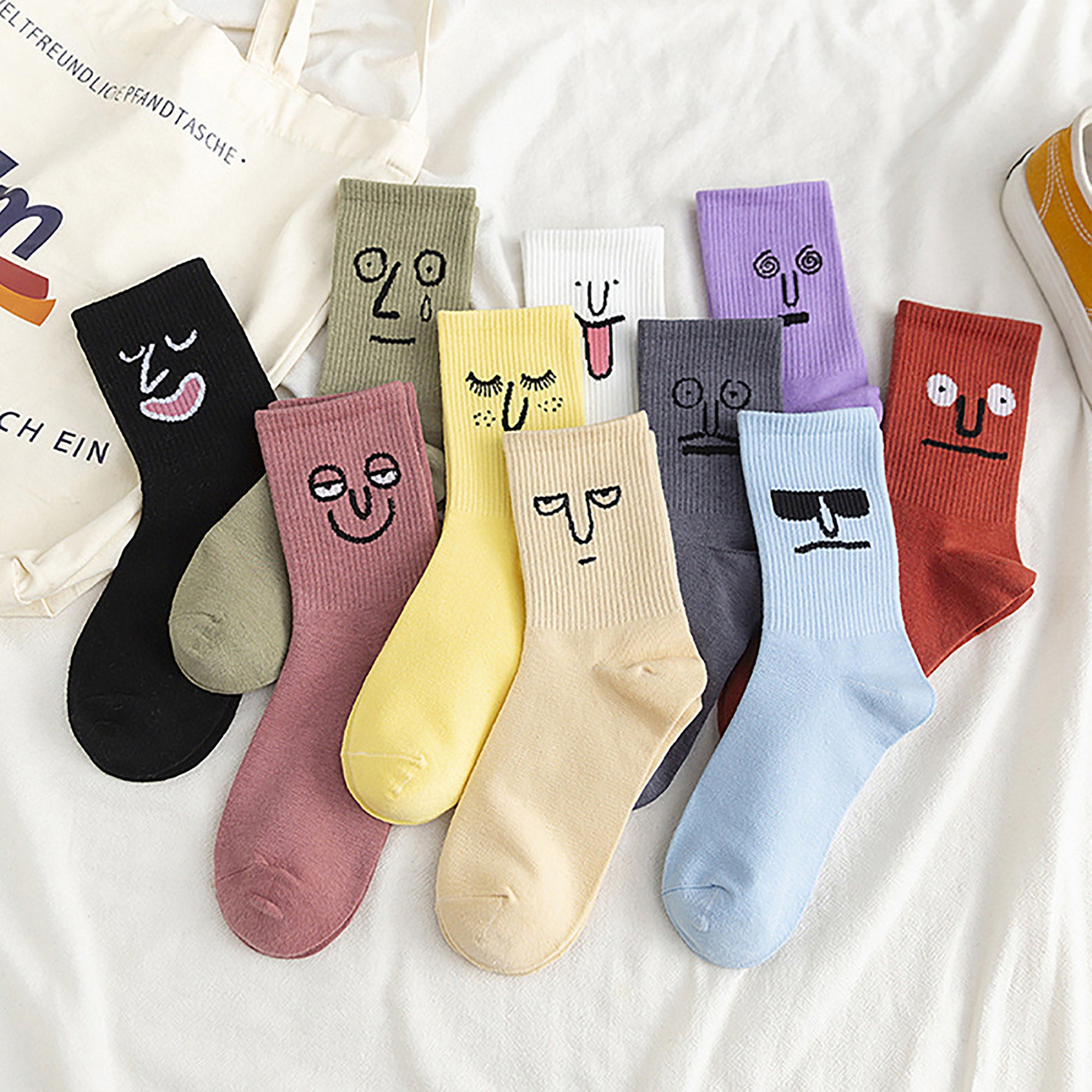 Face Socks Cute Socks for Women Happy Enjoy Cotton Sock - Etsy