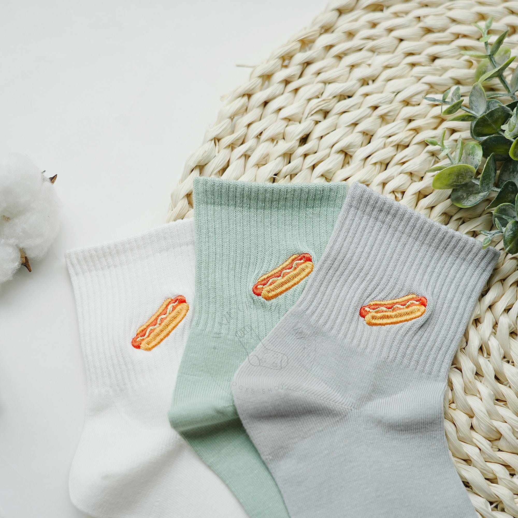 Hamburger Embroidered Socks, Delicious Food Socks, Summer Ankle Socks, Casual Sock, Novelty Sock, Women's Socks, Comfortable Sock