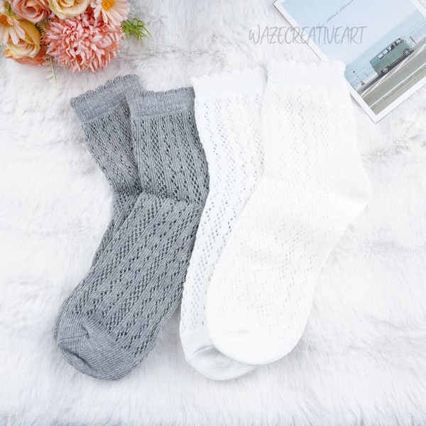 Chaussettes d'été respirantes,Chaussettes transparentes,Chaussettes noires et blanches,Chaussettes en dentelle,Chaussettes à volants et à volants,Chaussettes femme,Chaussettes en coton,Chaussettes pour tous les jours,Cadeau pour elle