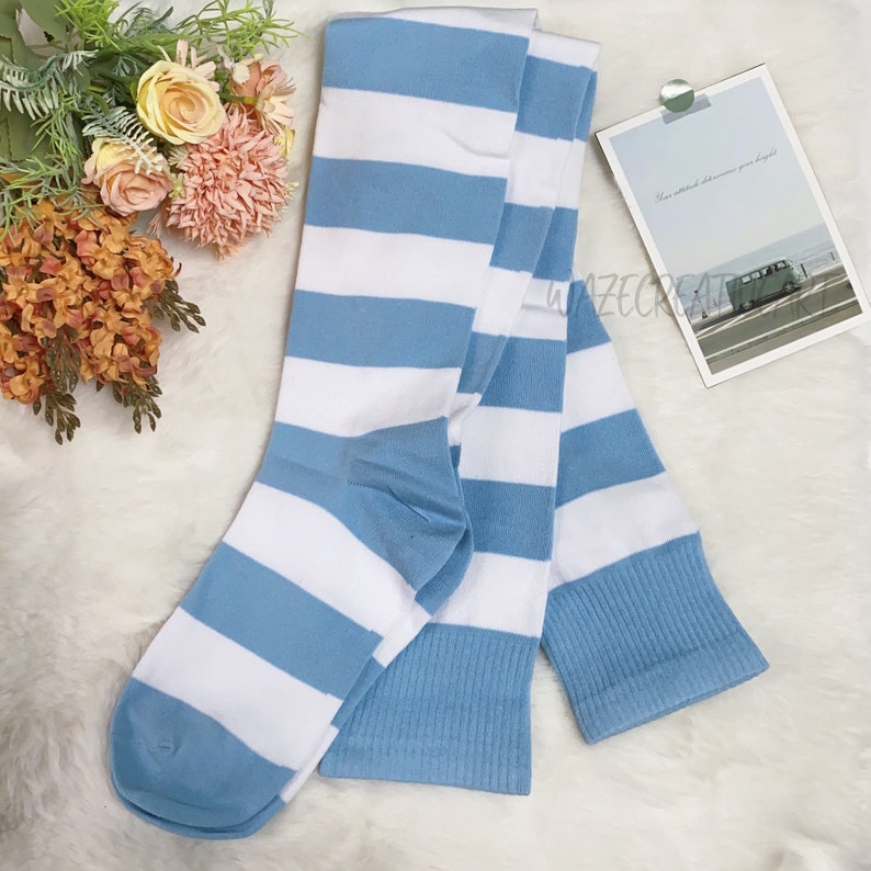 Colorful Stripe Thigh High Sock,Leg Warmers Over The Knee,Autumn and Winter Sock,Warm Thick Sock,Cute Gift,Soft and Comfortable,Gift for her zdjęcie 3