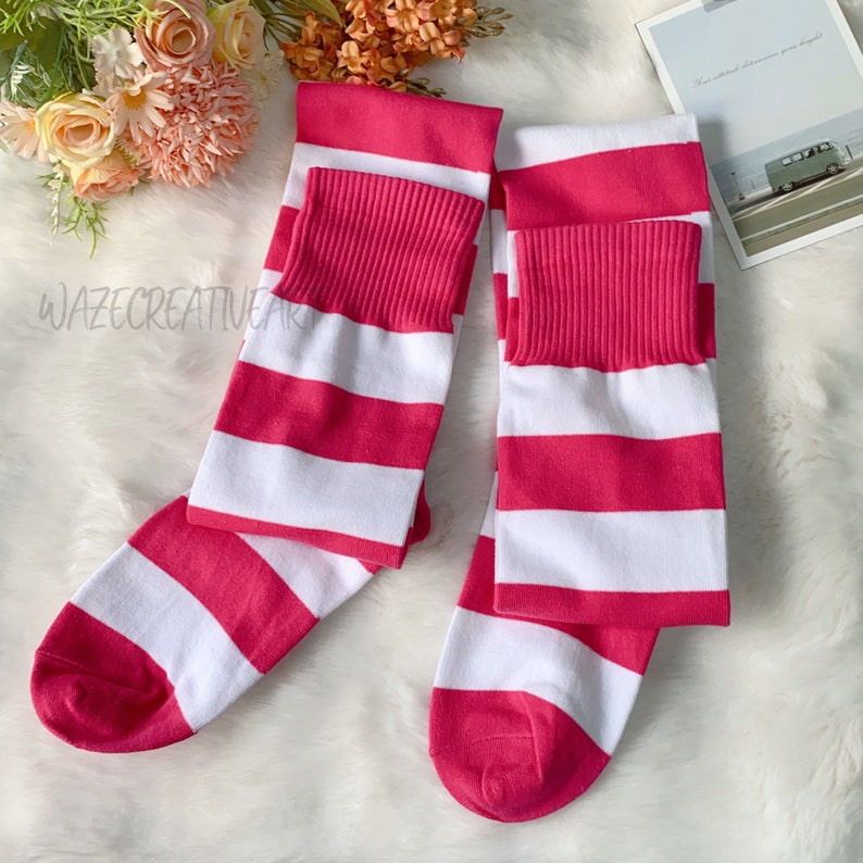 Colorful Stripe Thigh High Sock,Leg Warmers Over The Knee,Autumn and Winter Sock,Warm Thick Sock,Cute Gift,Soft and Comfortable,Gift for her zdjęcie 1