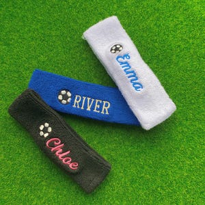 Stirnband mit benutzerdefiniertem Namen, besticktes Fußball-Sweatband, athletisches Schweißband, laufende Stirnbänder für Erwachsene, Geschenk für die Fußballmannschaft