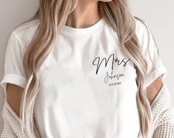 Personalized Gift For Bride, Wedding Gift, Honeymoon Pajamas, Bride To Be Gift,Custom Bridal Gift Bride T-shirt, future Mrs Shirt, Mrs shirt