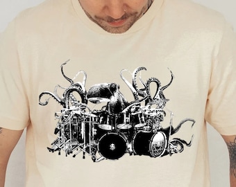 Octopus Playing Drums Shirt - Octopus Men's Shirt - Octopus T-Shirt Gift - Drummer Gift Octopus Shirt Drum Player Shirt Drummer Shirt