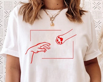 Cat Mom Shirt, Creation Of Hand, Funny Cat Shirt, Cat Lover Gift For Women, Gifts For Cat Lovers, Minimalist Shirt, Adam Creation Shirt, Cat