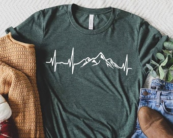 Hiking Shirt, Mountains Heartbeat Shirt, Hiking T Shirt, Nature T Shirt, Hiking Mom Shirt, Nature Lover Shirt, Adventure Shirt, Outdoor Tee