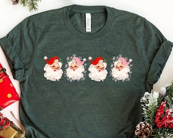 Vintage Santa Claus Christmas Shirt, Retro Style Christmas Shirt, Vintage Christmas Shirt, Christmas Gift for Her, Funny Christmas T-shirt