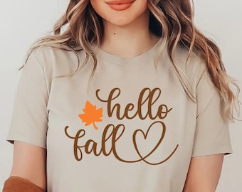 Fall Shirts, Hello Fall Shirt, Thanksgiving Tee, Cute Fall Shirts, Fall Graphic Tees, Women's Fall Tee, Fall Tees, Cute Fall Tees, Autumn