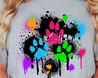 Colorful Dog Paw Heart Shirt, Dog Paw Shirt, Colorful Dog Heart Paw Tee, Gift Tee Dog Owner, Dog Lover Shirt, Paw Heart Shirt, Dog Mom Shirt