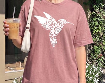 Hummingbird Shirt, Mandala Hummingbird Tee, Bird Lover Shirt, Animal Lover Tee,  Birthday Gift Tee, Hummingbird Lover, Birds Tees,Nature Tee