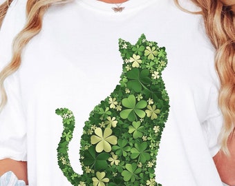 St. Patrick's Day Cat's Shirt, Irish Cat Shirt, Shamrock Cat Shirt, Lucky Shamrock Cat Shirt, Cat Lover St. Patrick's Day, Lucky Cat T-shirt