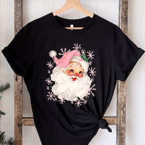 Pink Santa Hat Shirt, Vintage Santa Shirt, Retro Pink Santa Shirt, Classic Christmas, Pink Christmas, Holiday Clothing Women, Gift For Women