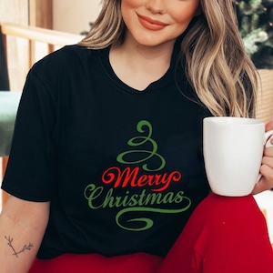 Ladies Merry Christmas Shirt, Christmas Trees Shirt, Women Christmas Shirt, Cute Christmas Shirt, Women Holiday Shirt, Christmas Tree Shirt