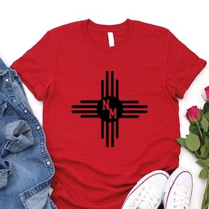 New Mexico Shirt, New Mexico Flag Shirt, State Flag Shirt, New Mexico Zia Shirt, New Mexico Gift, New Mexico Art Shirt, Southwestern Shirt