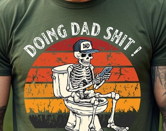 Doing Dad Shit SVG, Funny Skeleton Toilet Sublimation Design, Trendy Father's Day T-Shirt Mug Retro PNG Design For Men, Digital Download