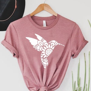 Hummingbird Shirt, Mandala Hummingbird Tee, Bird Lover Shirt, Animal Lover Tee,  Birthday Gift Tee, Hummingbird Lover, Birds Tees,Nature Tee