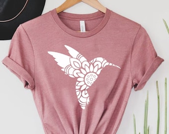 Hummingbird Shirt, Mandala Hummingbird Tee, Bird Lover Shirt, Animal Lover Tee,  Birthday Gift Tee, Hummingbird Lover, Birds Tees,Nature Tee