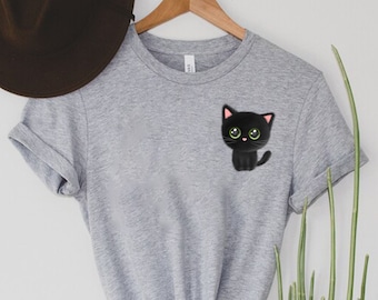 Cat Shirt, Cute Cat Shirt, Cat Lover Shirt, Pocket Cat T shirt, Cat Mom Tee, Cute Kitty in Pocket Tee, Gift for Cats Lover, Cat Mom Shirt