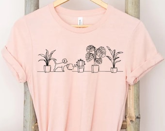 Dog and Plants Shirt, Dog Watering Plants Shirt, Plant Lady Shirt, Plant Lover, Shirt for Dog Lover, Succulent Plant Shirt, Plant Lover Gift