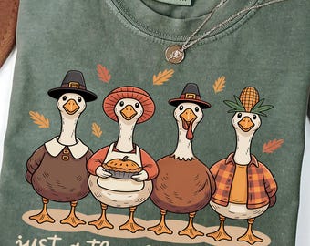 Comfort Colors® Just a Thankful Goose Shirt, Autumn Cozy Shirt, Fall Goose Tee, Silly Goose Tee, Goose Thanksgiving, Autumn Tees, Fall Goose