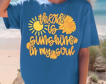Comfort Colors® Sunshine In My Soul T-Shirt, Mental Health Shirt, Retro Boho Summer Vibes Shirt, Hippie Flower Tee, Aesthetic Women's Tee