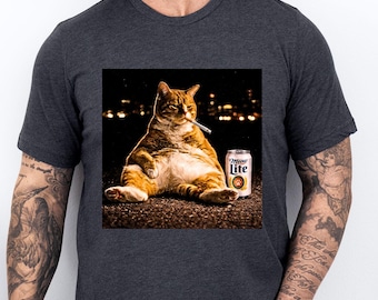 Funny Smoking Cat Meme Shirt, Cigarette Cat Shirt, Gen Z Joke Shirt, Stupid Brainrot Gift, Cat Lover Gift, Funny Kitty Tee, Cool Cat Shirt