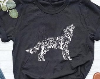 Wolf Shirt, Howling Wolf, Floral Wolf, Wolf Lover Gift, Animal Lover Shirt, Dog Lover Shirt, Wolf Girl, Wolves Gifts, Wildlife Animals Tee