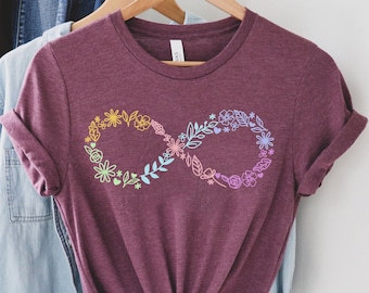 Autism Infinity Tee,Autism Gift,Autism Infinity Symbol Shirt,Autism Awareness T-shirt, ADHD Shirts,Flower Infinity Autism Awareness T-shirts