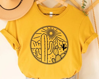 Desert Shirt, Cactus Plants, Cactus Shirt, Adventure Shirt, Desert Shirt, Cactus Scene Shirt, Women Shirt, Desert Adventure,Wild West Shirt