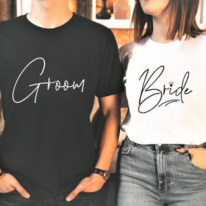 Bride and Groom Shirts, Bride and Groom Tees, Bride Groom Set, Cute Set of Shirts for Bride and Groom, Bride Groom Est. 2022 Shirts, Custom