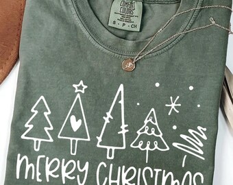 Comfort Colors® Christmas Trees Shirt, Christmas Shirts for Women, Christmas Tee, Merry Christmas, Shirts For Christmas,Cute Christmas Shirt