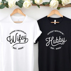 Cute Honeymoon Shirts, Wifey Hubby, Mr Mrs Shirts, Newlywed Shirts, Just Married T-Shirts, Engaged Matching Set, Fiancee Fiance Tees, Bride