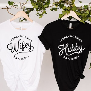 Cute Honeymoon Shirts, Wifey Hubby, Mr Mrs Shirts, Newlywed Shirts, Just Married T-Shirts, Engaged Matching Set, Fiancee Fiance Tees, Bride