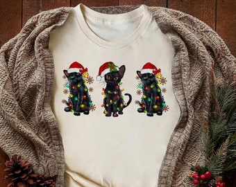 Christmas Cat Shirt, Christmas Cat Light Shirt, Meowy Christmas Cat Shirt, Cat Lover Shirt, Merry Christmas Cat Shirt, Gift For Xmas Cat Tee