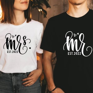 Personalized Mr and Mrs, Honeymoon Shirts, Mr and Mrs Shirts, Husband and Wife Shirts, Just Married Tshirt, Bridal Shower Gift,Wife Hubs Tee